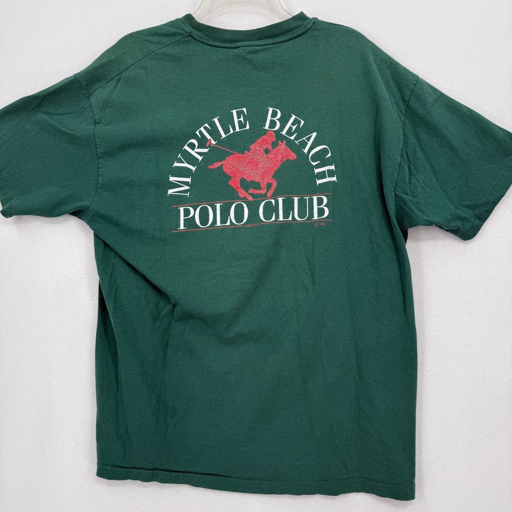Hanes T-Shirt Mens XL Green Myrtle Beach Polo Club Vintage 90s Single Stitch